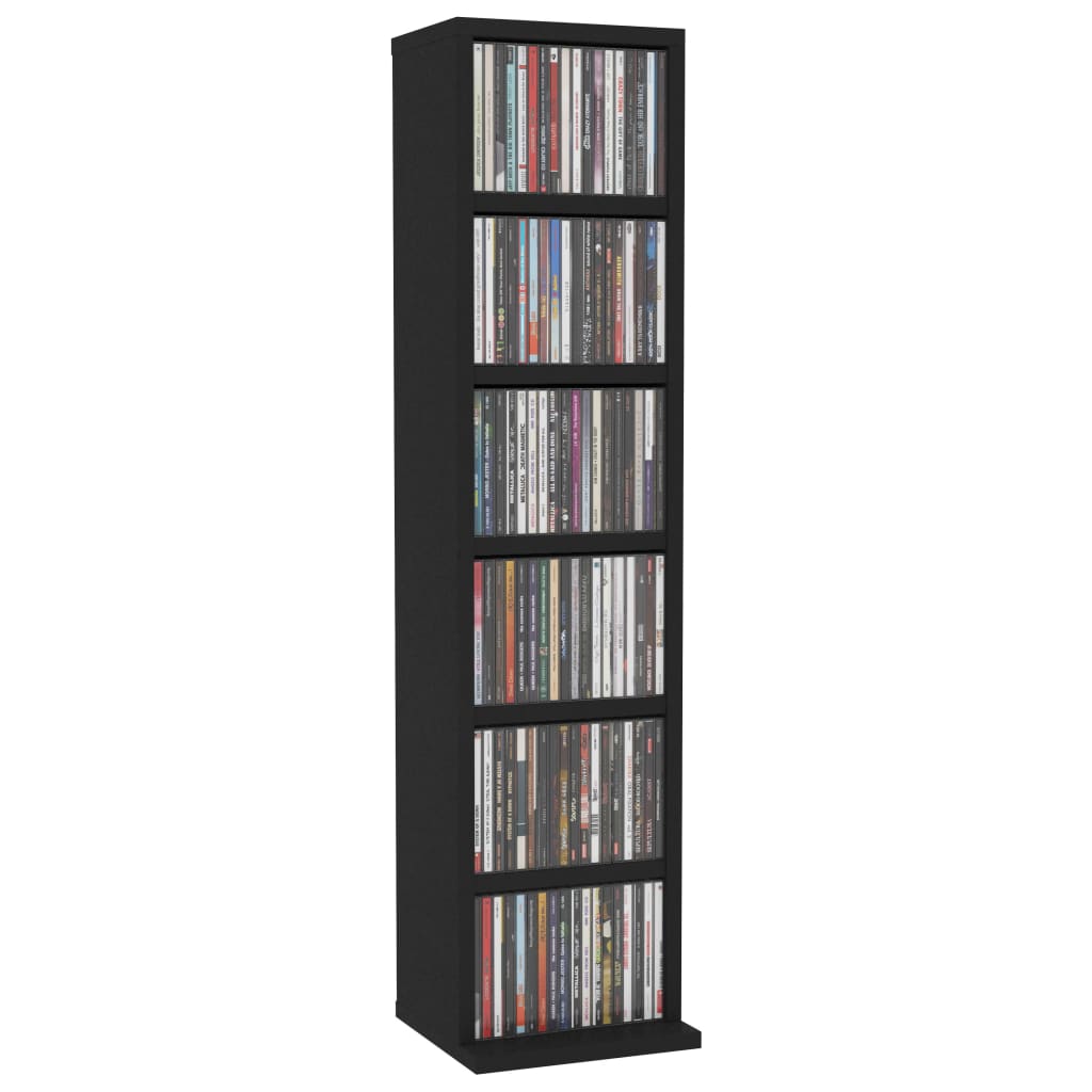 NNEVL CD Cabinet Black 21x20x88 cm Engineered Wood