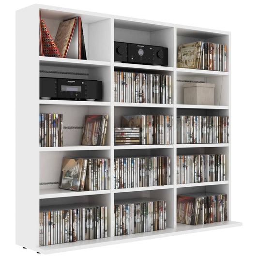 NNEVL CD Cabinet White 102x23x89.5 cm Engineered Wood
